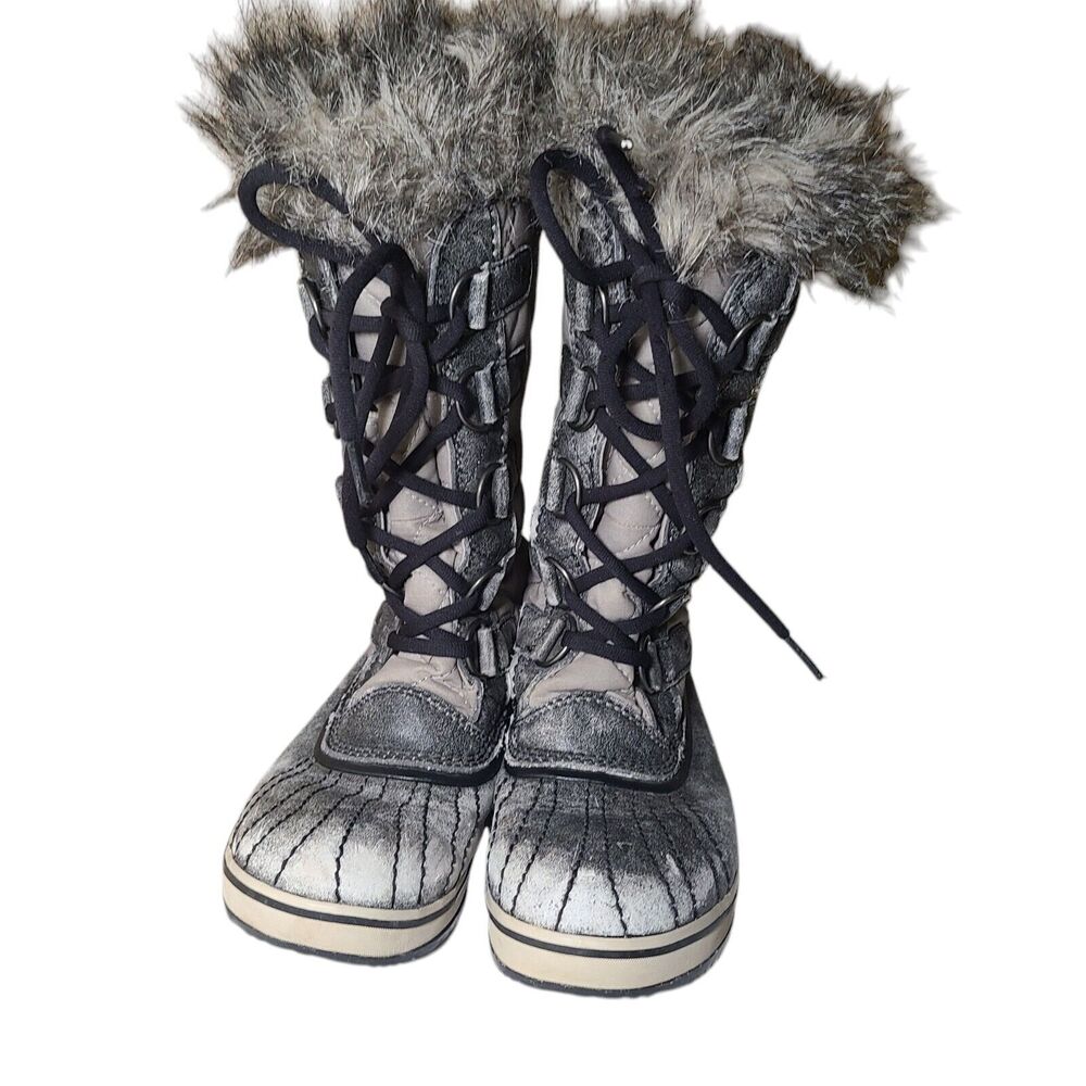 Sorel Tofino Disressed Gray Lace Up Waterproof Winter Snow Boots Women's Size 7 - Picture 4 of 16